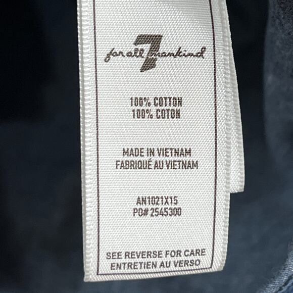 7 for all mankind Indigo Chambray Shirt Women Size M Easy Western Cowboy Cottage - Picture 3 of 5